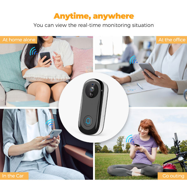 Home Video Doorbell Camera Wireless Wifi 1080p Doorbell with IR Night Vision Two-way Audio