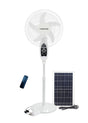 Stand Fan with Solar Panel & Remote Control – 18" Rechargeable Fan with Adjustable Height, USB Output, and 32 SMD Night Lights