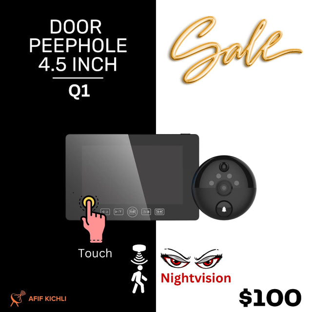 Peephole Door Viewer Q1 with 4.3-inch HD touch display and PIR motion sensor