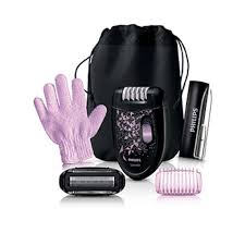 Philips Satinelle HP6424 Limited Edition Epilator for Legs & Body, Corded with Shaving Head, Trimming Comb, Exfoliation Glove, and Accessories