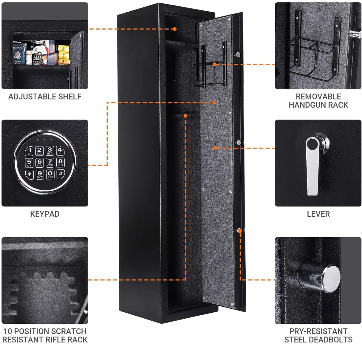 KOLMAN Gun Electronic Safe for 10pcs with Digital Lock